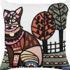 Dekokissen Katzenmotiv Mehrfarbig Bestickt 50 X 50 Cm Mehsana