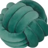 Dekokissen Knoten Ball Flechtmuster Samtstoff Grun 30 X 30 Cm Malni