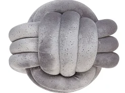 Dekokissen Knoten Ball Flechtmuster Mit Glitzer Samtstoff Grau 30 X 30 Cm Malni