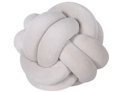 Dekokissen Knoten Ball Flechtmuster Samtstoff Grau 20 X 20 Cm Malni
