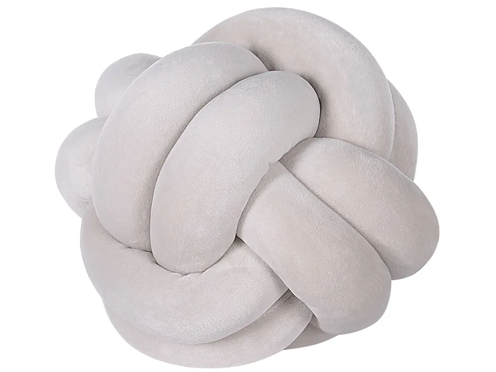 Dekokissen Knoten Ball Flechtmuster Samtstoff Grau 20 X 20 Cm Malni