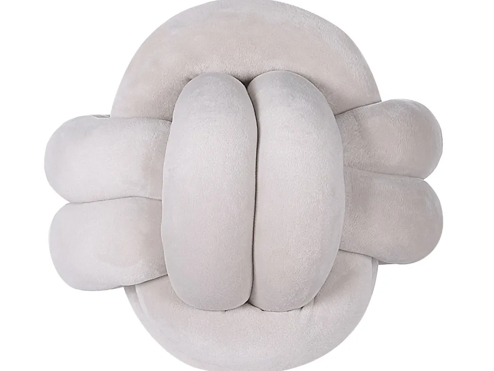 Dekokissen Knoten Ball Flechtmuster Samtstoff Grau 20 X 20 Cm Malni