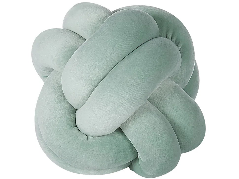 Dekokissen Knoten Ball Flechtmuster Samtstoff Grun 20 X 20 Cm Malni