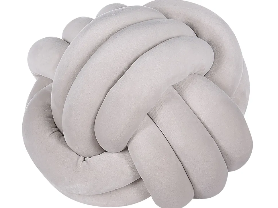 Dekokissen Knoten Ball Flechtmuster Samtstoff Grau 30 X 30 Cm Malni