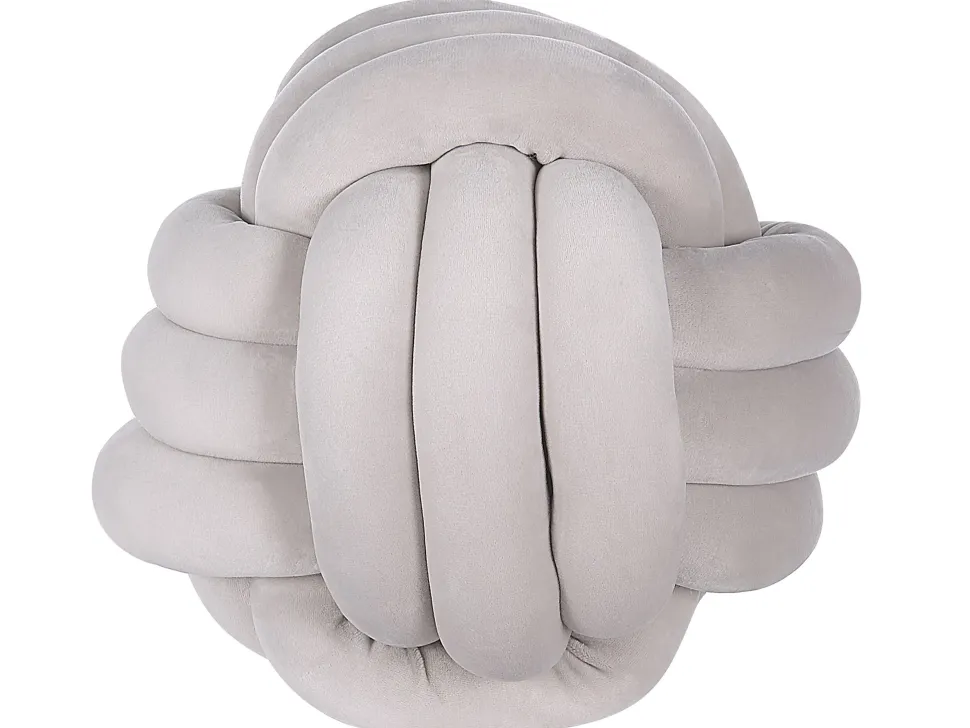 Dekokissen Knoten Ball Flechtmuster Samtstoff Grau 30 X 30 Cm Malni