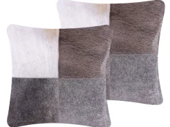 Dekokissen Kuhfell-Design Grau 45 X 45 Cm 2Er Set Nellad