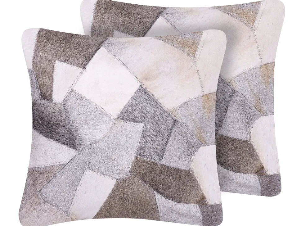 Dekokissen Kuhfell-Design Grau 45 X 45 Cm 2Er Set Neeloor