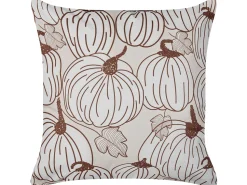 Dekokissen Kurbis-Motiv Samtstoff Beige / Braun 45 X 45 Cm Gourd
