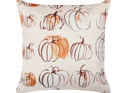Dekokissen Kurbis-Motiv Samtstoff Beige 45 X 45 Cm 2Er Set Cucurbita