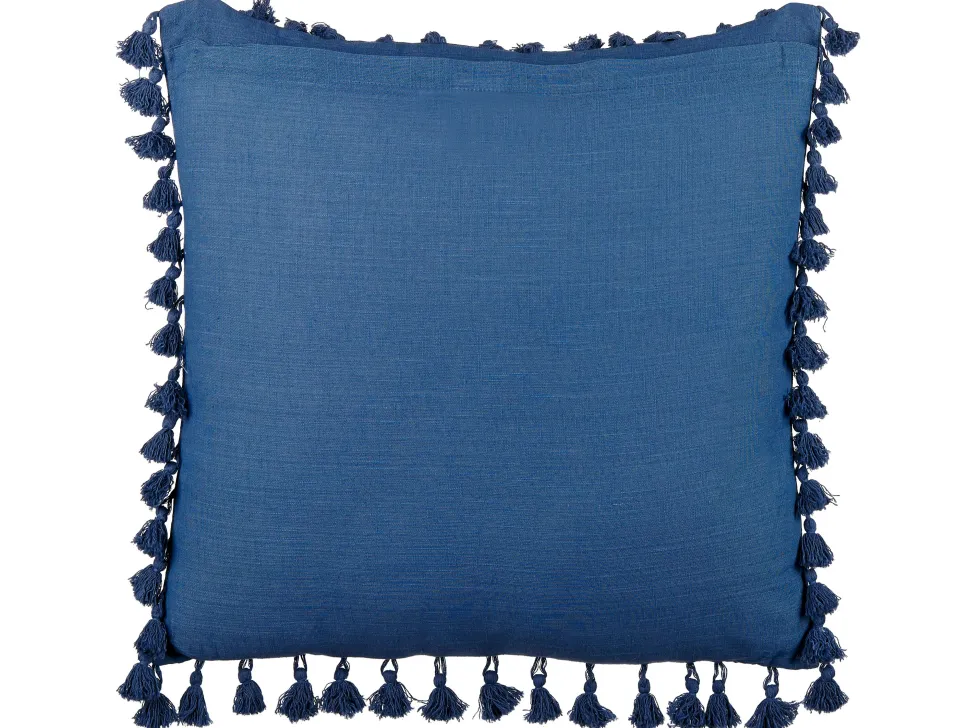 Dekokissen Leinen Dunkelblau Mit Quasten 45 X 45 Cm 2Er Set Carpinus