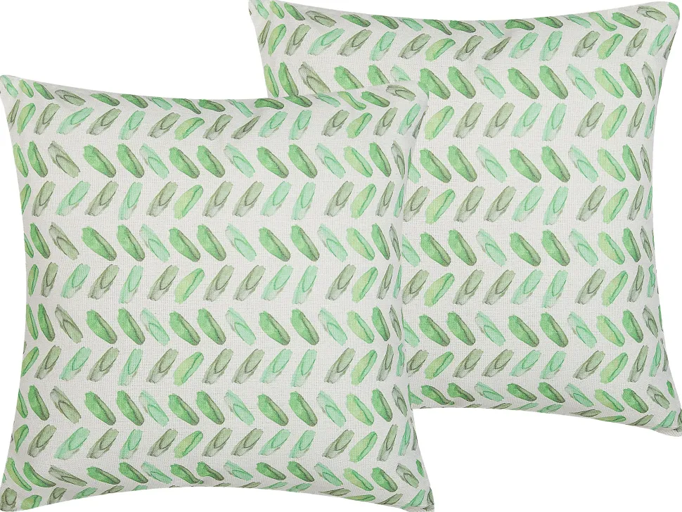 Dekokissen Leinenoptik Weis / Grun 45 X 45 Cm 2Er Set Prunus
