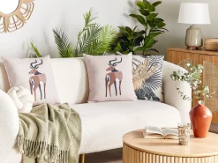 Dekokissen Mit Antilopen Motiv Beige 45 X 45 Cm 2Er Set Abal