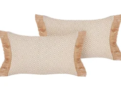 Dekokissen Mit Fransen Beige 30 X 50 Cm 2Er Set Boath