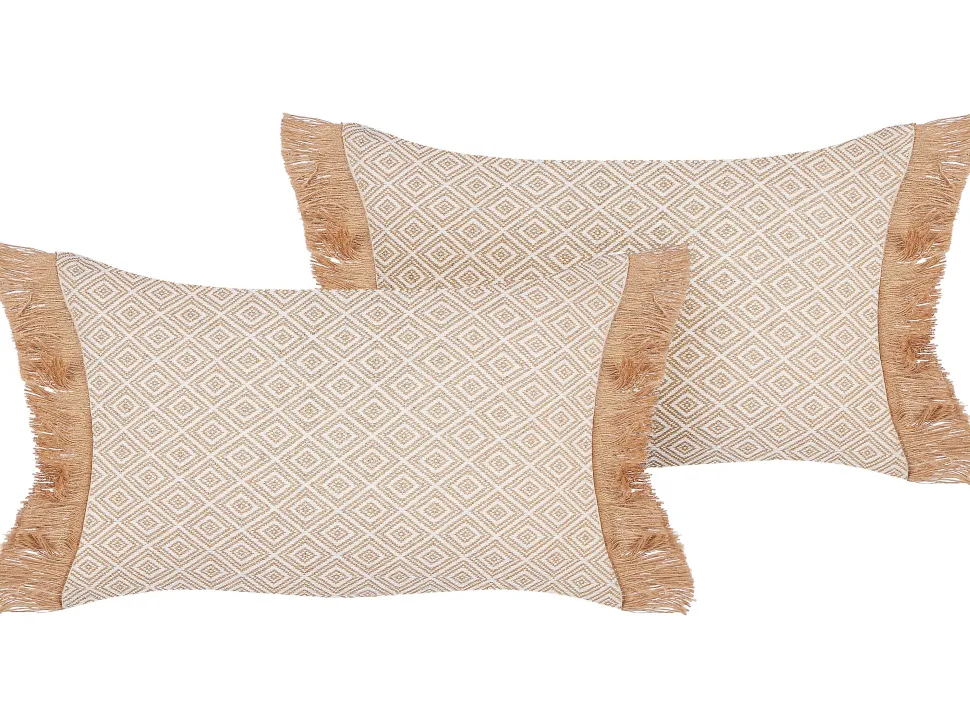 Dekokissen Mit Fransen Beige 30 X 50 Cm 2Er Set Boath