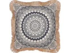 Dekokissen Mit Fransen Beige / Schwarz 45 X 45 Cm Agrimony