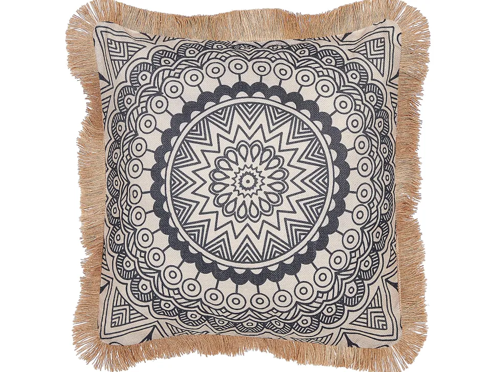 Dekokissen Mit Fransen Beige / Schwarz 45 X 45 Cm Agrimony