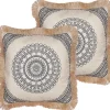 Dekokissen Mit Fransen Beige / Schwarz 45 X 45 Cm 2Er Set Geranium
