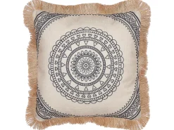 Dekokissen Mit Fransen Beige / Schwarz 45 X 45 Cm 2Er Set Geranium