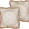 Dekokissen Mit Fransen Beige / Weis 45 X 45 Cm 2Er Set Agrimony