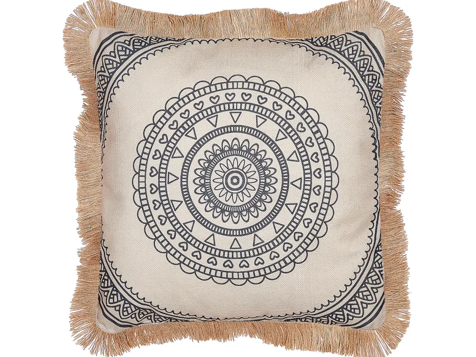 Dekokissen Mit Fransen Beige / Schwarz 45 X 45 Cm Geranium