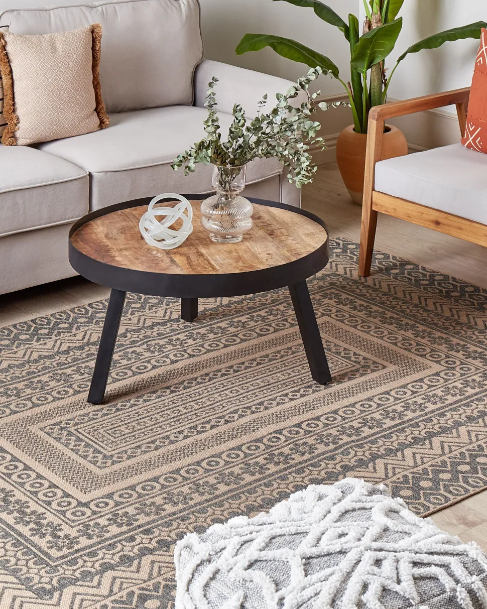 Dekokissen Mit Fransen Geometrisches Muster Sandbeige 45 X 45 Cm 2Er Set Lonar