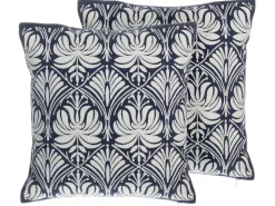 Dekokissen Mit Ornamenten Baumwolle Weis-Dunkelblau 45 X 45 Cm 2Er Set Nemesia