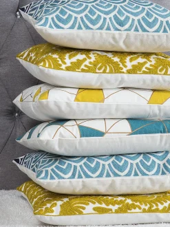 Dekokissen Mit Ornamenten Baumwolle Gelb Bestickt 45 X 45 Cm 2Er Set Primula
