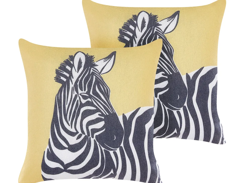 Dekokissen Mit Zebra Muster Gelb 45 X 45 Cm 2Er Set Manketti