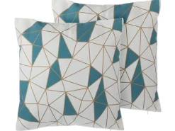 Dekokissen Netzmotiv Baumwolle Blau 45 X 45 Cm 2Er Set Clarkia