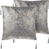 Dekokissen Netzmuster Mit Fransen Silber 45 X 45 Cm 2Er Set Camellia