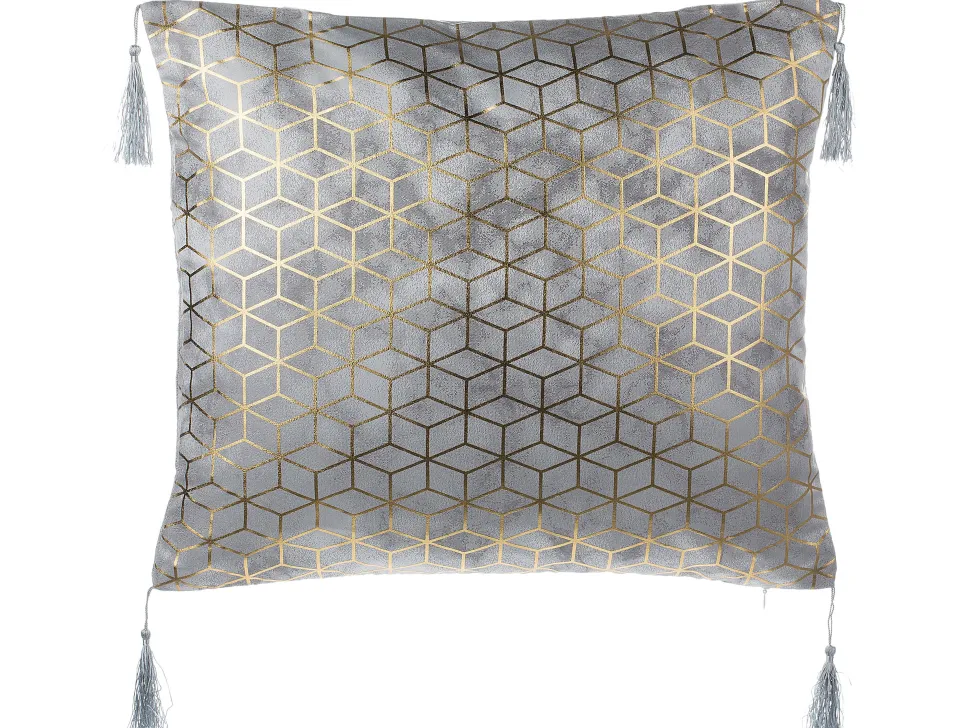 Dekokissen Netzmuster Mit Fransen Silber 45 X 45 Cm 2Er Set Camellia