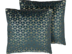 Dekokissen Netzmuster Samtstoff Dunkelblau 45 X 45 Cm 2Er Set Celosia