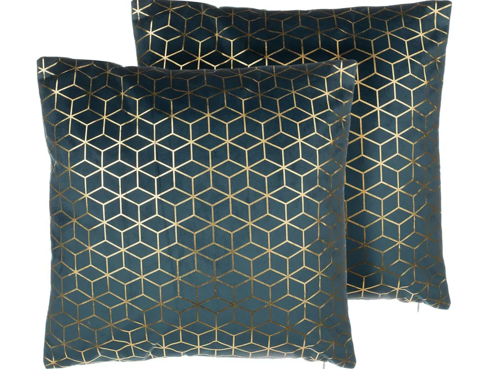 Dekokissen Netzmuster Samtstoff Dunkelblau 45 X 45 Cm 2Er Set Celosia