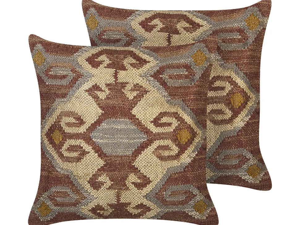 Dekokissen Orientalisches Muster Jute Mehrfarbig 45 X 45 Cm 2Er Set Urpad