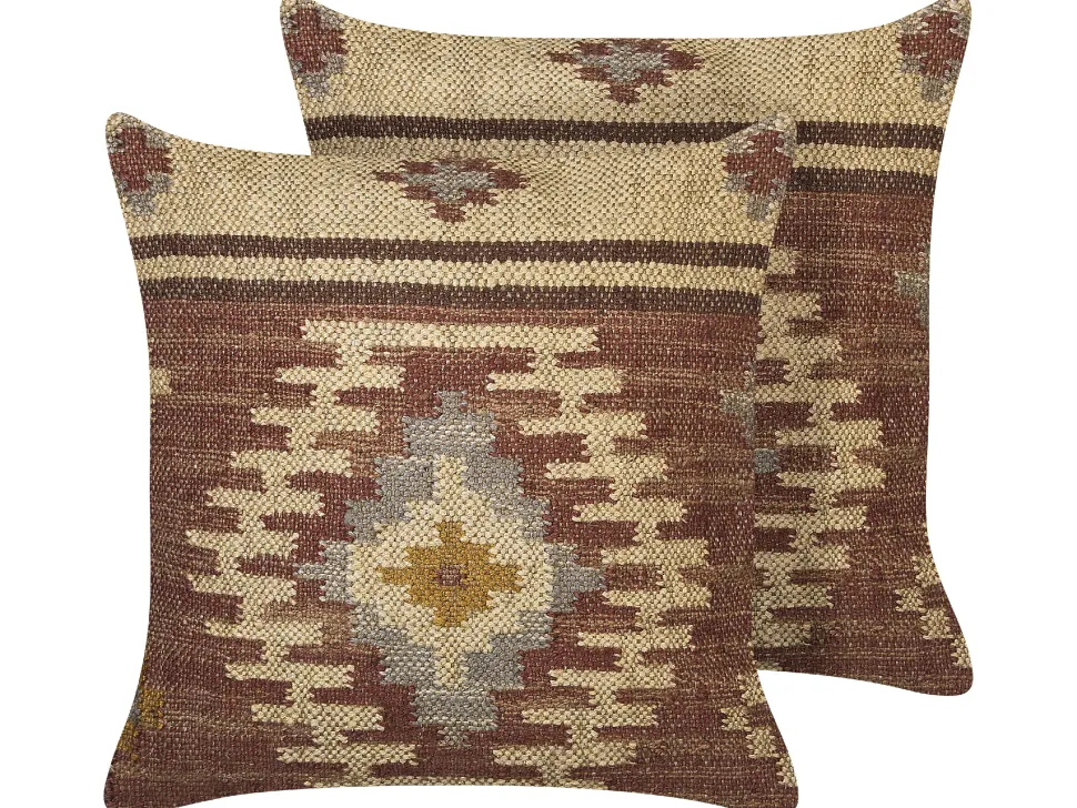 Dekokissen Orientalisches Muster Jute Mehrfarbig 45 X 45 Cm 2Er Set Beel