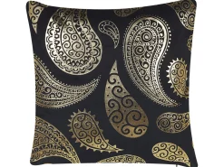Dekokissen Paisleymotiv Samtstoff Gold / Schwarz 45 X 45 Cm 2Er Set Ursinia
