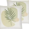 Dekokissen Palmenmotiv Grun / Beige 45 X 45 Cm 2Er Set Microsorum