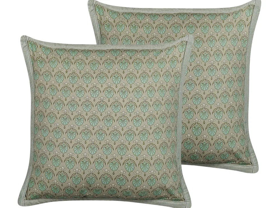 Dekokissen Pflanzenmuster Baumwolle Olivgrun 45 X 45 Cm 2Er Set Pictus