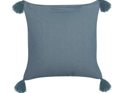 Dekokissen Pflanzenmuster Samtstoff Dunkelblau Mit Quasten 45 X 45 Cm Setaria