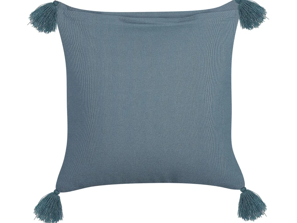 Dekokissen Pflanzenmuster Samtstoff Dunkelblau Mit Quasten 45 X 45 Cm Setaria