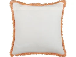 Dekokissen Pflanzenmuster Baumwolle Weiss/Orange Mit Fransen 45 X 45 Cm 2Er Set Sativus