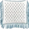 Dekokissen Pflanzenmuster Baumwolle Weis/Blau Mit Fransen 45 X 45 Cm Pallida
