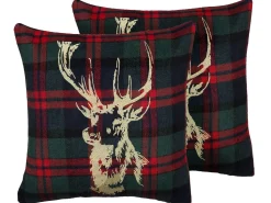 Dekokissen Rentier-Motiv Kariert Bunt 45 X 45 Cm 2Er Set Rudolph