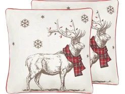 Dekokissen Rentier-Motiv Weis / Rot 45 X 45 Cm 2Er Set Sven