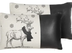 Dekokissen Rentier-Motiv Weis / Schwarz 30 X 50 Cm 2Er Set Sven