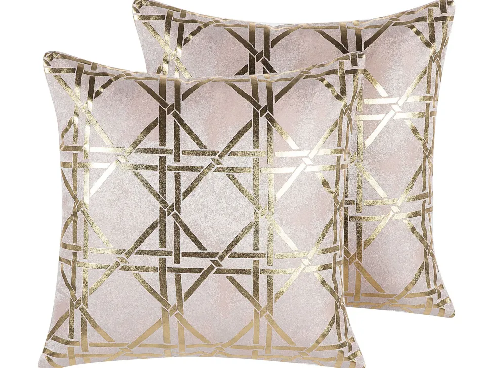 Dekokissen Rosa / Gold 45 X 45 Cm 2Er Set Cassia