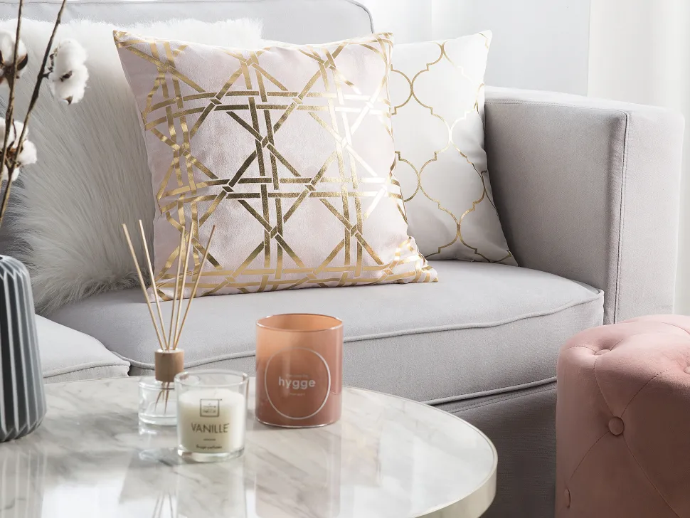 Dekokissen Rosa / Gold 45 X 45 Cm 2Er Set Cassia