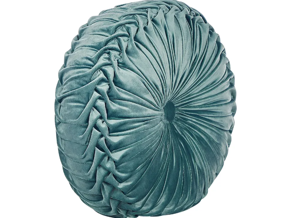 Dekokissen Samt Mit Plissee Turkisblau 40 Cm Udala