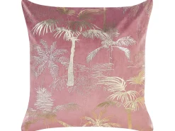 Dekokissen Samt Rosa Mit Palmenmotiv 45 X 45 Cm 2Er Set Caranday
