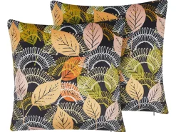 Dekokissen Samtstoff Blattermotiv Bunt 45 X 45 Cm 2Er Set Lagurus